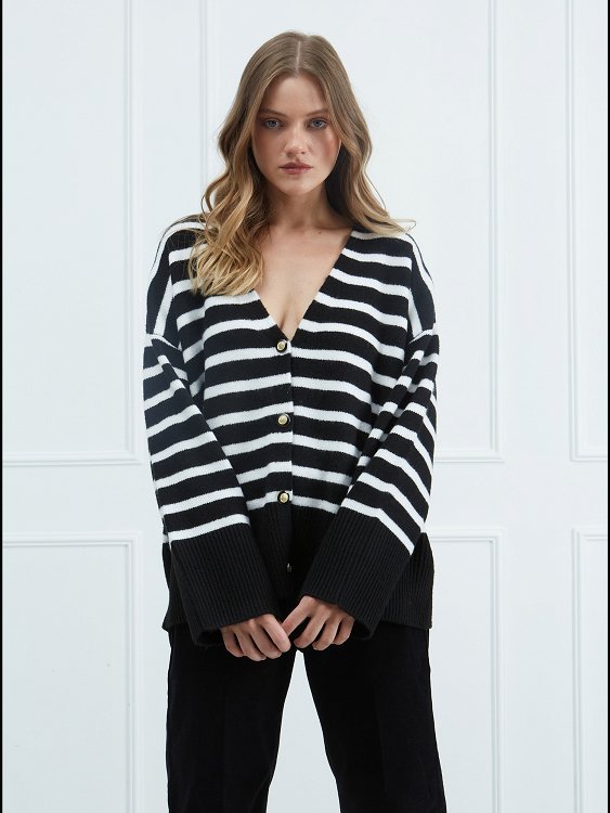 Stripped Cardigan with Buttons