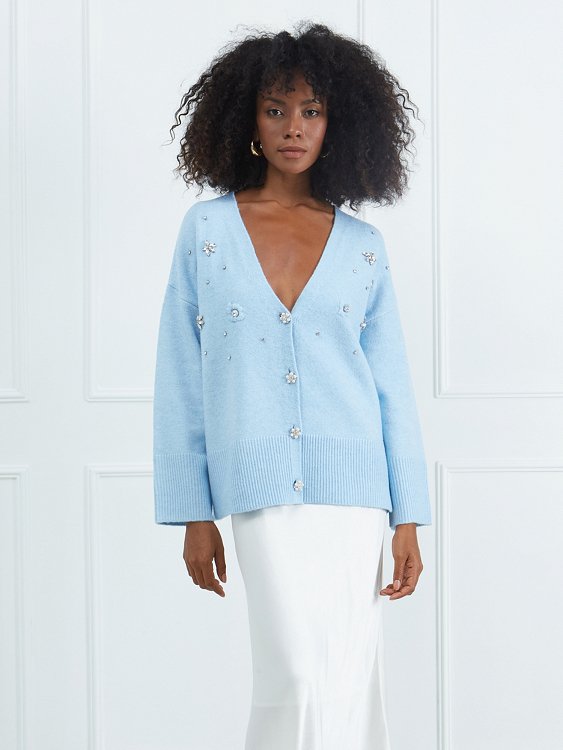 Cardigan with emb. strass