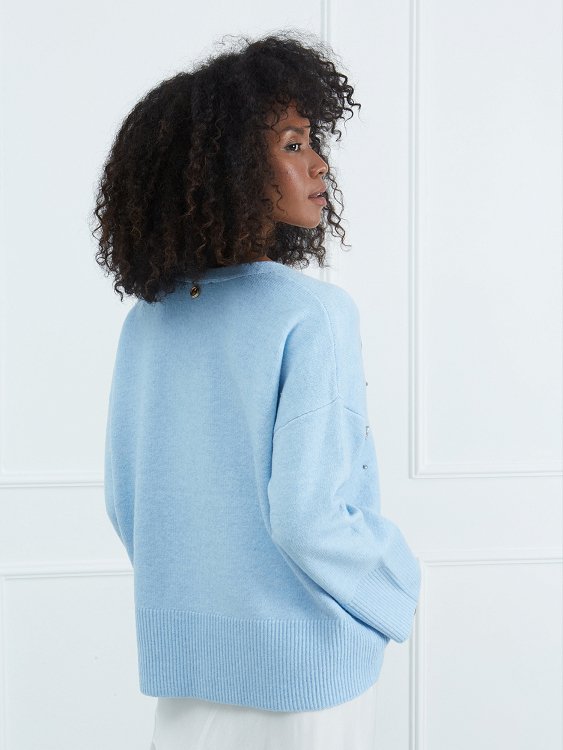 Cardigan with emb. strass