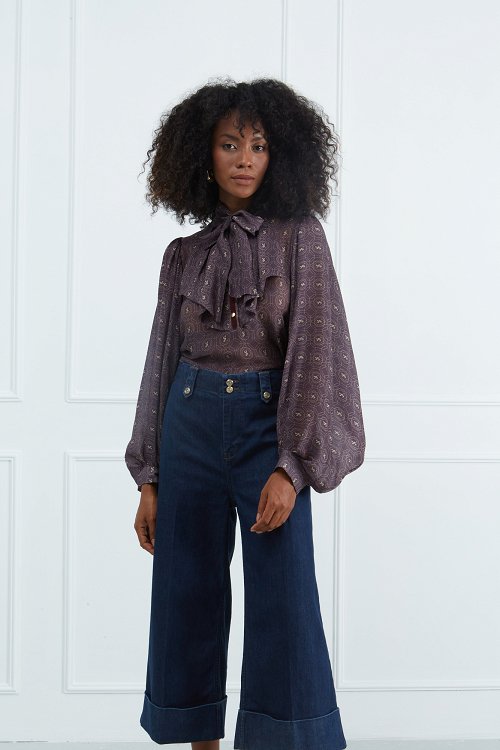 Printed Blouse with Ruffles