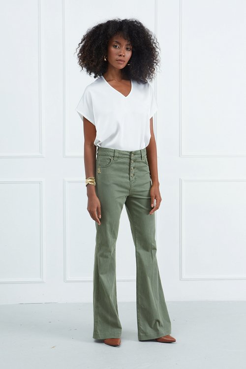 Satin Βlouse with V-neckline