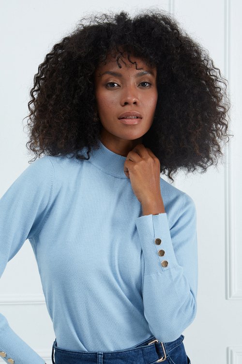 Knitted Blouse with Buttons on Cuffs