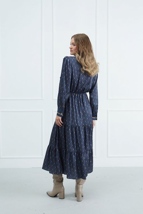 Shirt Dress with Ruffled Neckline