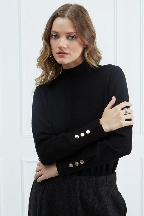 Knitted Blouse with Buttons on Cuffs
