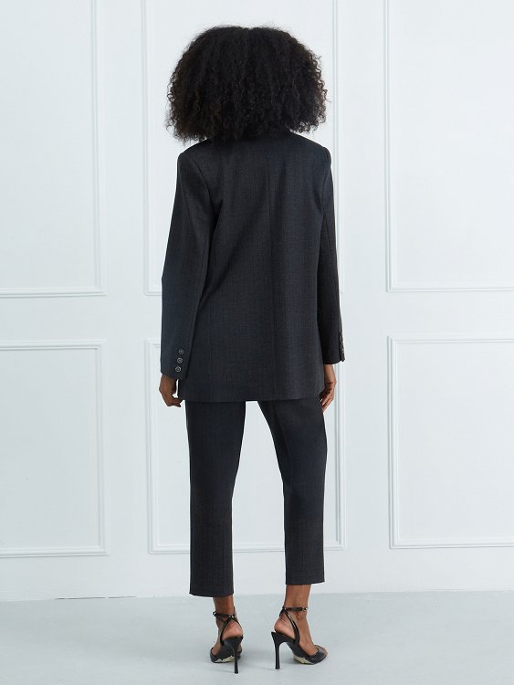 Striped Blazer with Embroidery