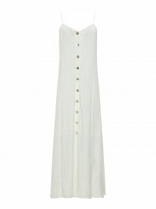 Maxi openwork dress with button front and straps