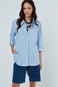 Πουκάμισο ριγέ με μακρύ μανίκι twill
