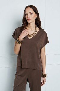 V-neck blouse with seams