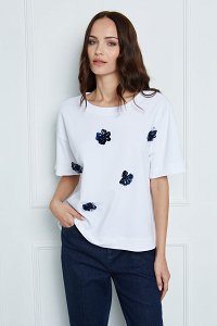floral applique blouse