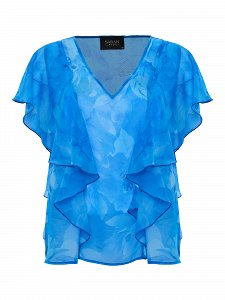 Crystal printed V-neck blouse