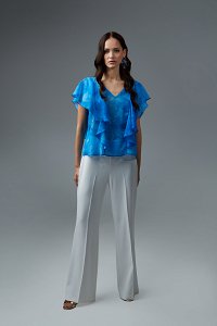 Crystal printed V-neck blouse