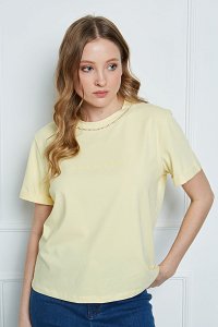 T-shirt με στρας τρέσα και 3D τύπωμα