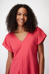 Φόρεμα με Κοντά Μανίκια και V-Neck