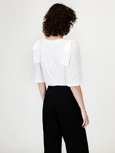 Jersey Blous V-neck with bow in shoulders