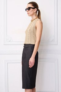 Φούστα ελαστική τύπου denim midi