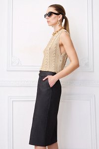 Φούστα ελαστική τύπου denim midi