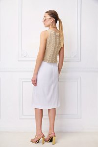 Φούστα ελαστική τύπου denim midi