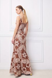 Φόρεμα mixed linen εμπριμέ με κουμπιά