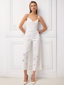 Παντελόνι CROPPED gabardine wide leg