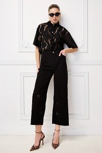 Παντελόνι CROPPED gabardine wide leg