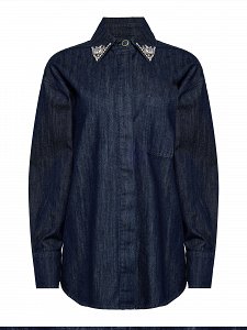 Πουκάμισο Denim με Στρας στο Γιακά