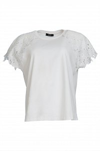 T-shirt με broderie μανίκια