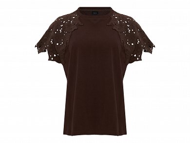 T-shirt με broderie μανίκια