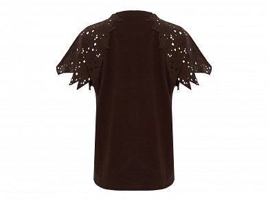 T-shirt με broderie μανίκια