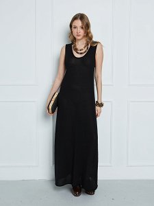 Πλεκτό φόρεμα μακρύ mix linen