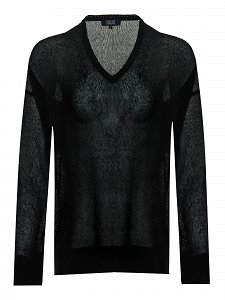 Linen Blend Knitted V-Neck Blouse