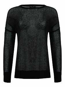 linen blend knitted blouse with crew neck