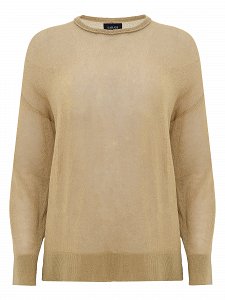 Πλεκτή μπλούζα με λαιμόκοψη mix linen