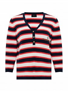 three-tone knitted top with button details