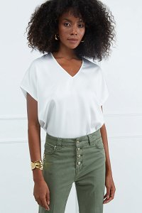 Satin Βlouse with V-neckline