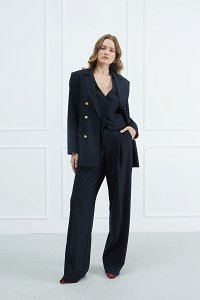 Σακάκι Ριγέ με Διακοσμητικά Κουμπιά
