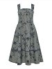 Flared Dress with Striped Floral Print
