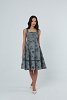 Flared Dress with Striped Floral Print