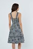 Flared Dress with Striped Floral Print