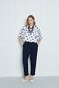 satin polka-dot shirt featuring a notch lapel collar