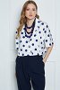 satin polka-dot shirt featuring a notch lapel collar