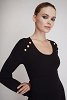 Elastic fitted dress with buttons on shoulders (JERSEY 6)