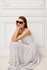 Polka dot long dress pleated