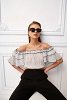 Off shoulder pleated polka dot top