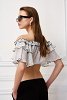 Off shoulder pleated polka dot top