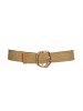 Wide raffia-look belt with gold buckle