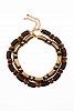 Double necklace with golden and wooden details