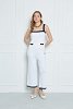 two-tone cropped knitted trousers with embroidery
