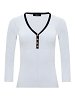 knitted V-Neck blouse with buttons