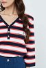 three-tone knitted top with button details